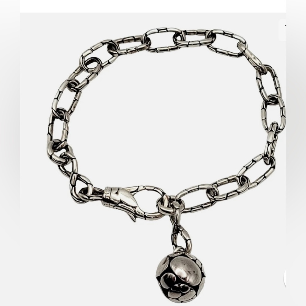 John Hardy adjustable Bracelet Kali Pebbled Oval Link Ball 925 Sterling Silver